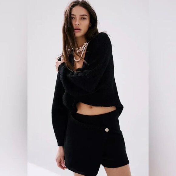 Free People Primavera Skort Sweater Set in Black XS NWT - Picture 1 of 9